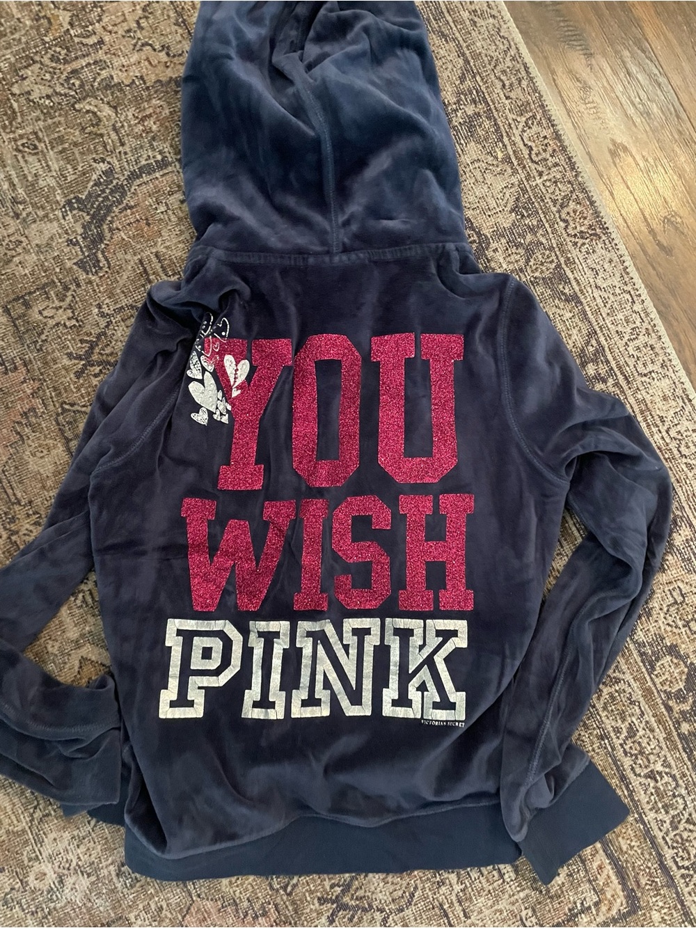 PINK velour zip up hoodie